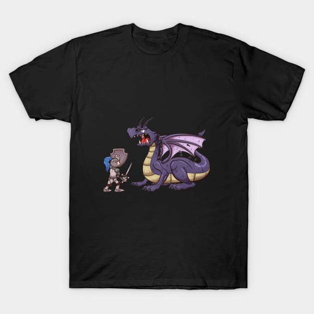 Knight VS Dragon T-Shirt by TheMaskedTooner